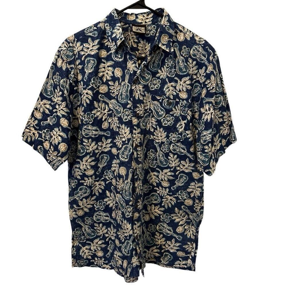 Canoe Club Fiji guitar Tropical All Over Print Hawaiian Camp Shirt Mens Large be